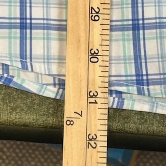 Peter Millar Crown Crafted Mens XXL Blue Green Plaid Performance Shirt - Picture 7 of 7